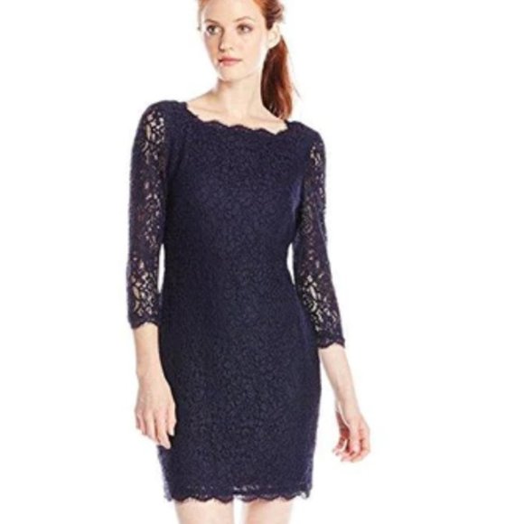Adrianna Papell Quarter Length Sleeve Lace Dress– Couture Candy Black size 12 - Picture 1 of 8